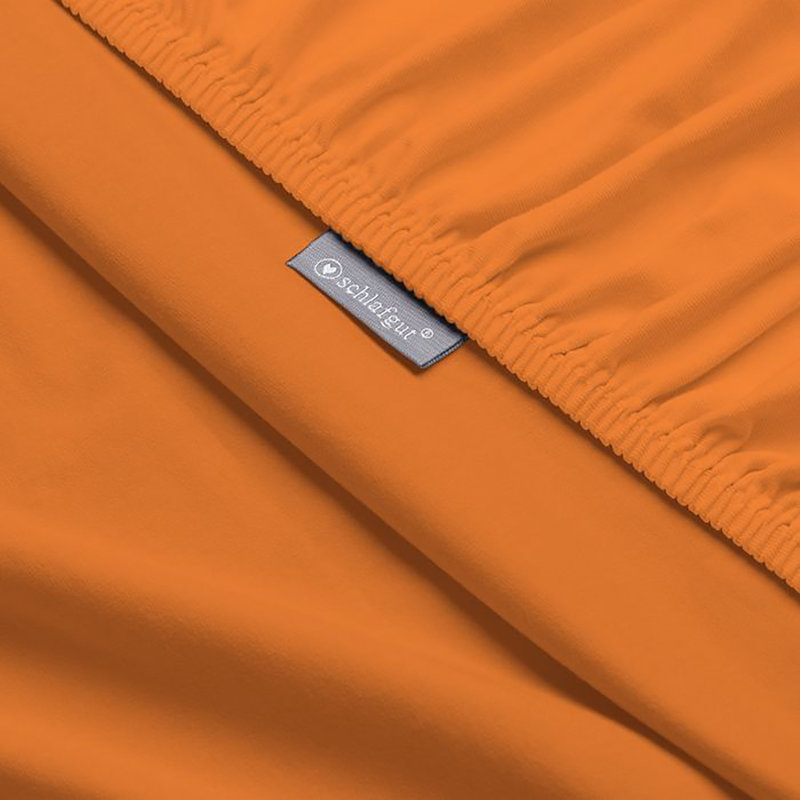 100% Cotton Jersey Knit Fitted Sheet, Orange, L 140x200cm - 160x220cm