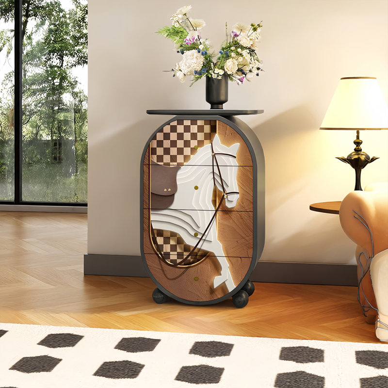 Commode de salon française en bois massif avec tiroirs