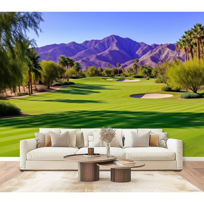 Peel and Stick Wallpaper Golf Course Green Golf Rolling Grass Terrain Wall Murals 69"H x 96"W Removable PVC Wall Paper Self-Adhesive Wall Decor for Bedroom Living Room Home Office