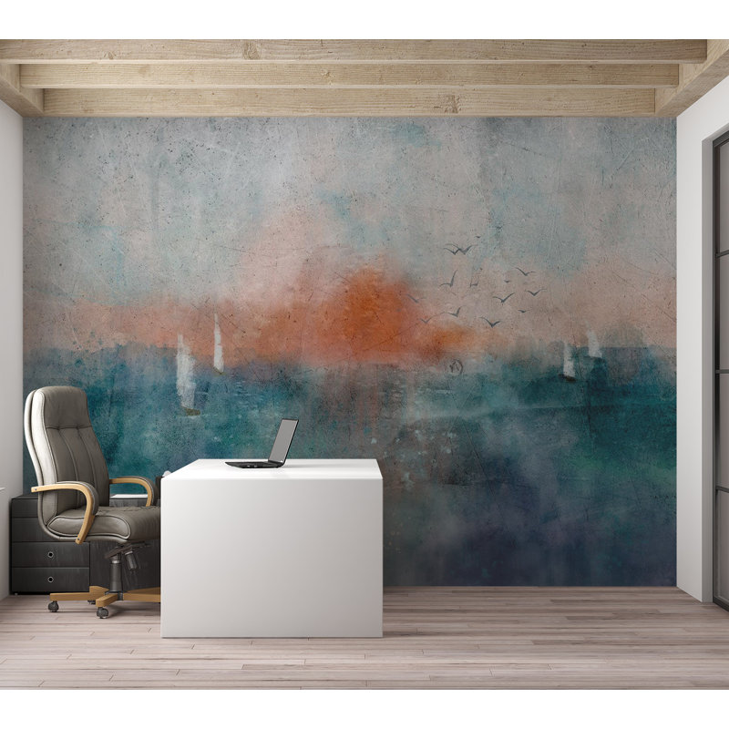 Papier peint paysage paysage - relief ensoleillé, L 124 po x l 177 po