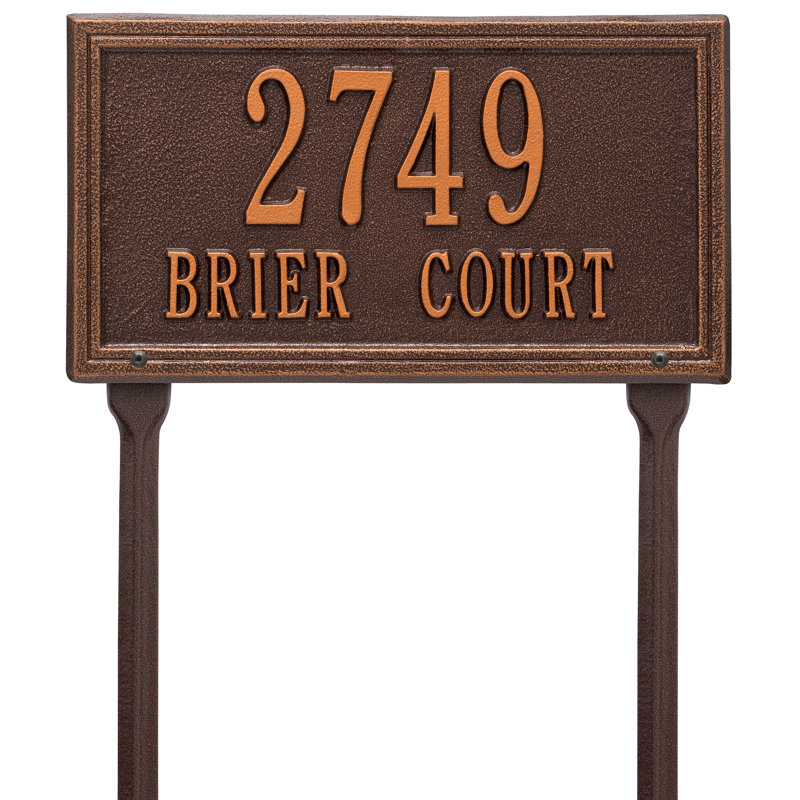 Plaque d'adresse sur 2 lignes Double Line, Cuivre antique, Oui