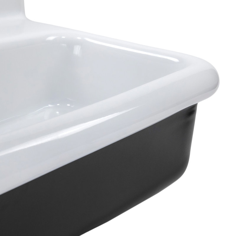 Nantucket Sinks 27.75'' Fireclay Specialty Bathroom Sink with Overflow, Black/White
