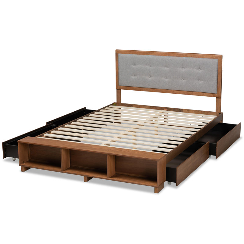 Antwan Upholstered Platform Bed, Brown/Light Gray, Full