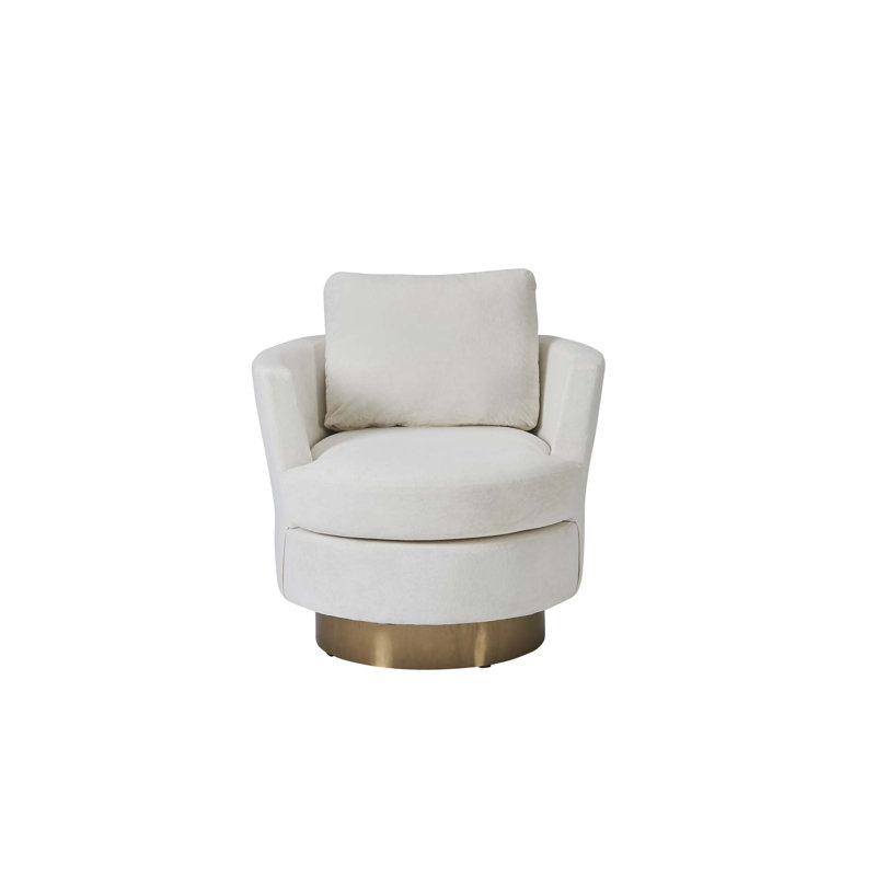 Fauteuil demi-tonneau Lindall, Velours beige