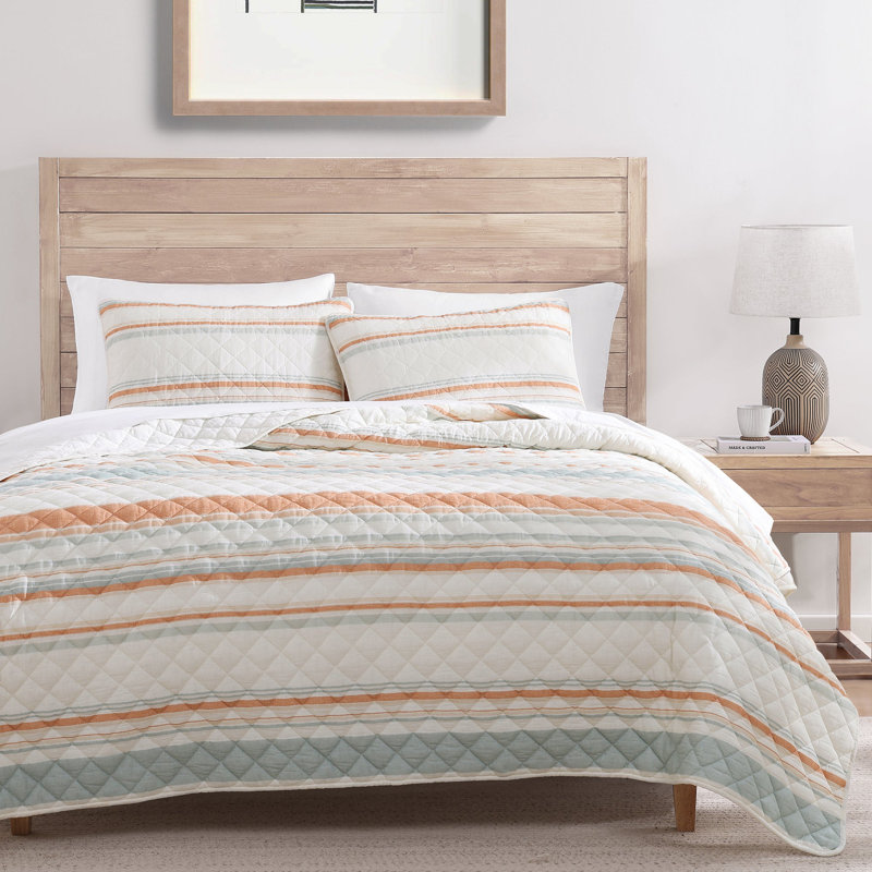 Ensemble de courtepointe Mystic Stripe, Orange, Courtepointe pour lit simple + 1 taie décorative 