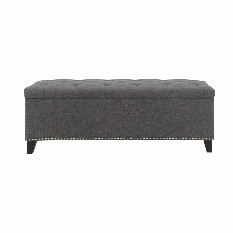 47.5" Storage Bench With Safety Close Hinge, Dark Gray