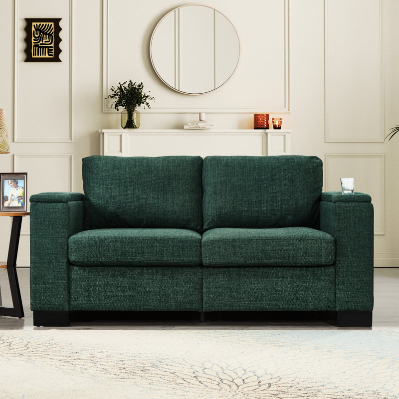 67.7" With Cup Holder And Storage, Solid Wood Frame Disassemblable Covers Square Arm, Comfortable Seating Large Storage Space