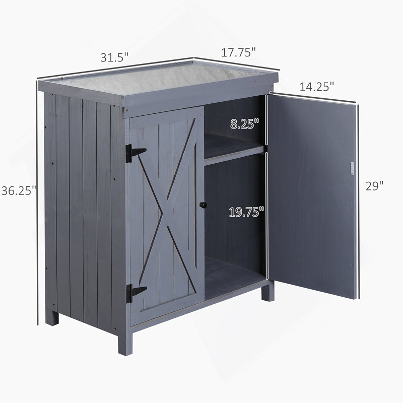 Outdoor Storage Cabinet With Shelf For Yard Tools Or Pool Accessories