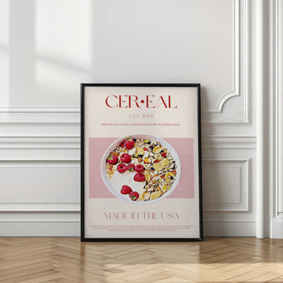 Art rétro de céréales - reproduction de petit déjeuner rétro | Œuvre d'art alimentaire personnalisable encadrée