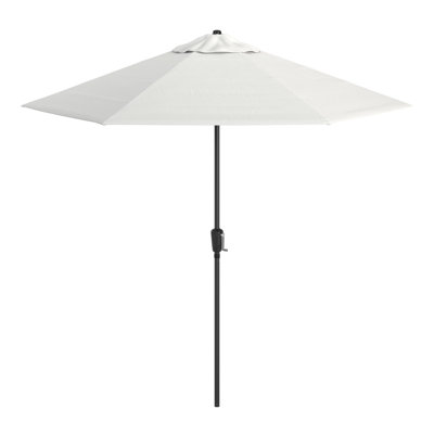 Parasol de patio 9 pi avec mât en aluminium, nervure en acier, manivelle, inclinaison par pression avec tissu oléfine Solstice