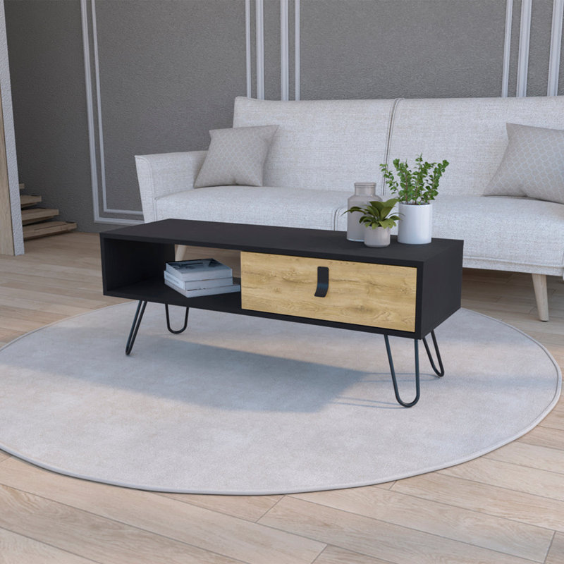 Table basse Holdan Magness, salon, noir / macadamia