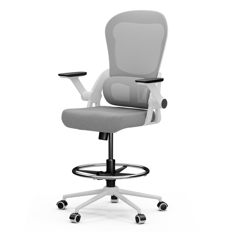 Mikaella Ergonomic Drafting Chair, Gray, Gray
