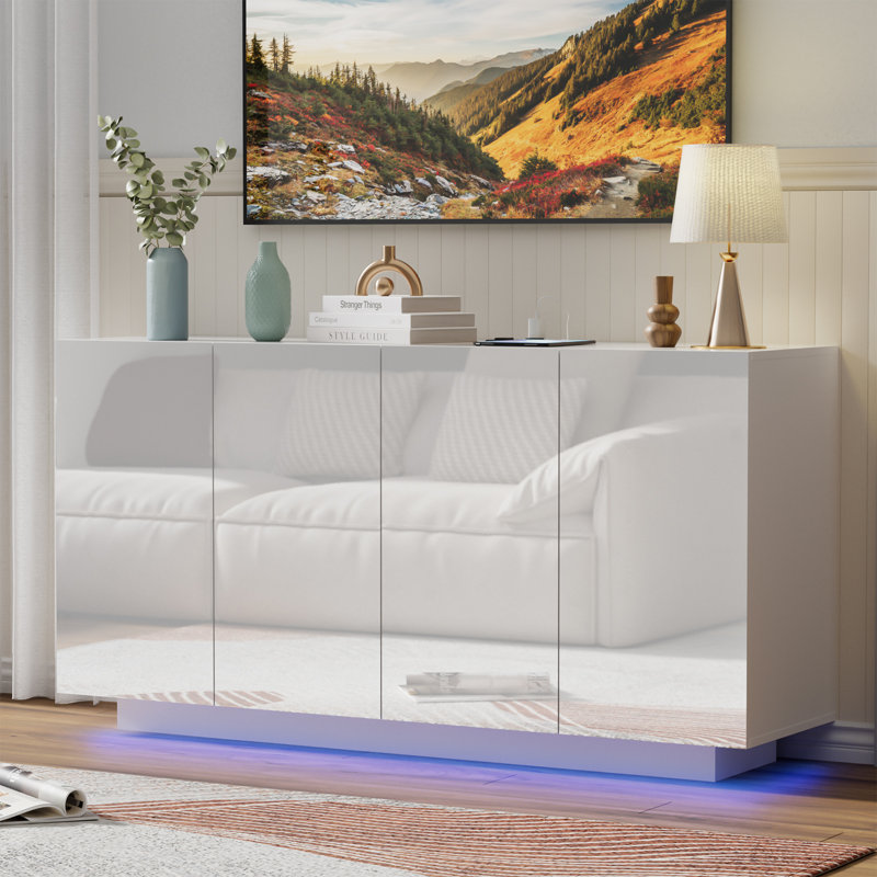 Lianna 57.9'' Sideboard, White Mirror