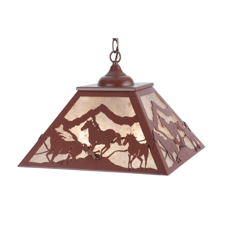 Rustic Mountain Gallop 15.5" Rust LED Pendant with Silver Mica Diffuser