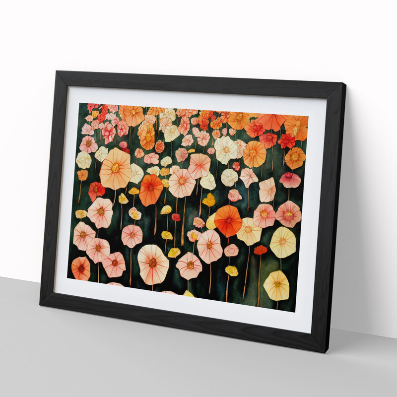 Epic Flower Market - Single Picture Frame Painting, 46cm H x 64cm W x 2cm D, Black