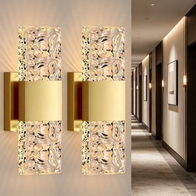 Battery Operated Wall Sconces Rechargeable 12000mAh LED Wall Lights Indoor Wireless Wall Lamps with Remote and Touch Control Dimmable Timer for Bedroom Living Room Bathroom Hallway 2 Pack Crystal Gold