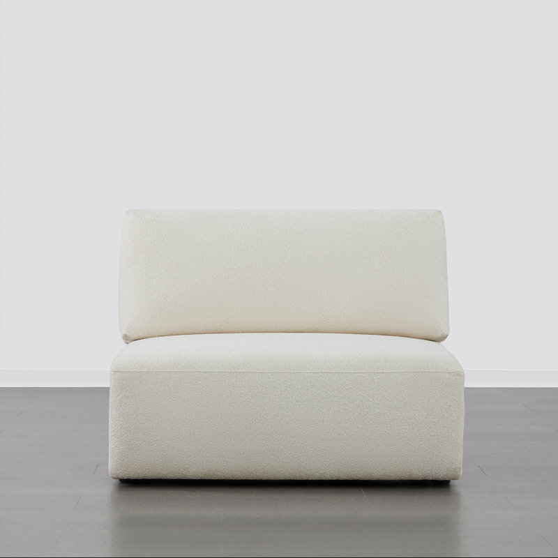 Aneika Armless Upholstered Chair, Cream Polyester