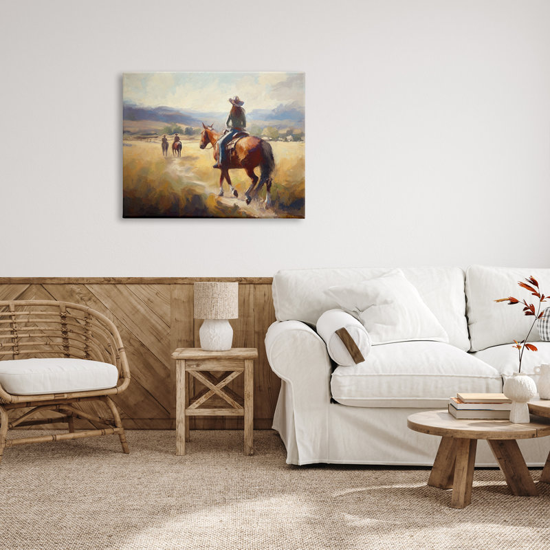 Scène d'équitation équestre par Ramona Murdock, H 30 po x l 40 po x P 1,5 po