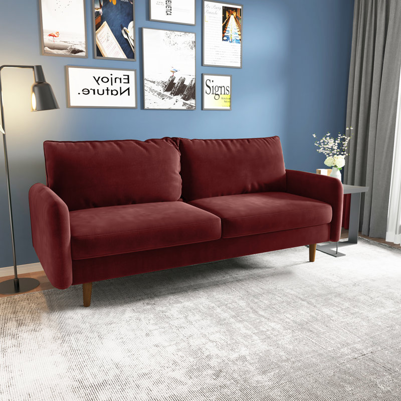 Azelin 70" Round Arm Sofa, Wine Red