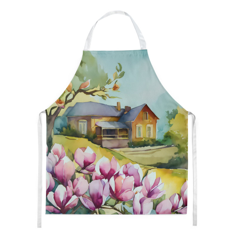 Iris du Tennessee en tablier aquarelle, Mauve / jaune Magnolias de Louisiane
