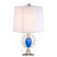 Lampe de table moderne 27,75 "avec accents de verre turquoise et abat-jour en tissu blanc Just Dazzle - luminaire à trois voies en polyrésine