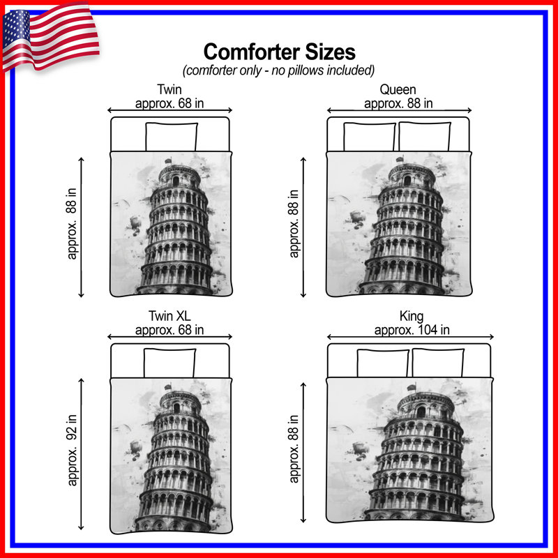 Leaning Tower Pisa Comforter, Twin