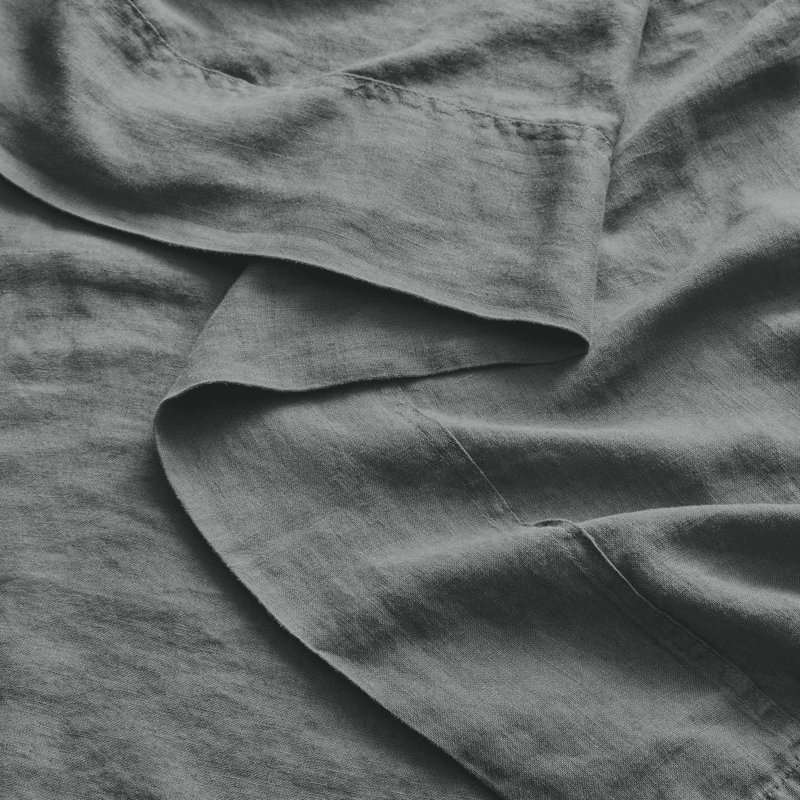 100% Linen Sheet Set, Charcoal, King Sheet Set + 2 Pillowcases