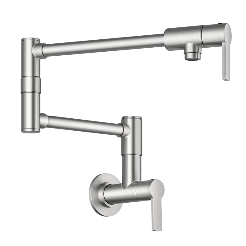 KRAUS Oletto Wall Mount Pot Filler Kitchen Faucet With Retractable Arm In Spot-Free Stainless Steel, Stainless Steel