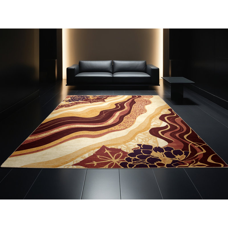 Tapis éclectique brun et beige lavable à la machine Ulster Dionysus, 5 x 8