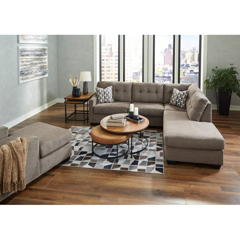 Laylind Upholstered L-Shaped Sectional, Gray 100% Polyester, Left Hand Facing