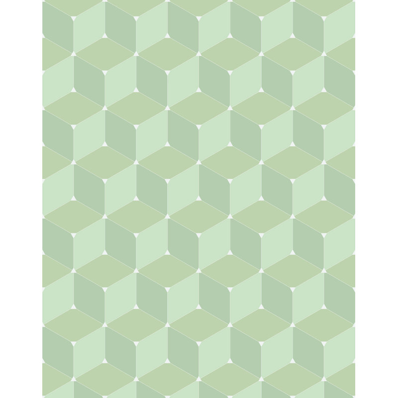 Swampscott Cube Geometric Wallpaper, Green