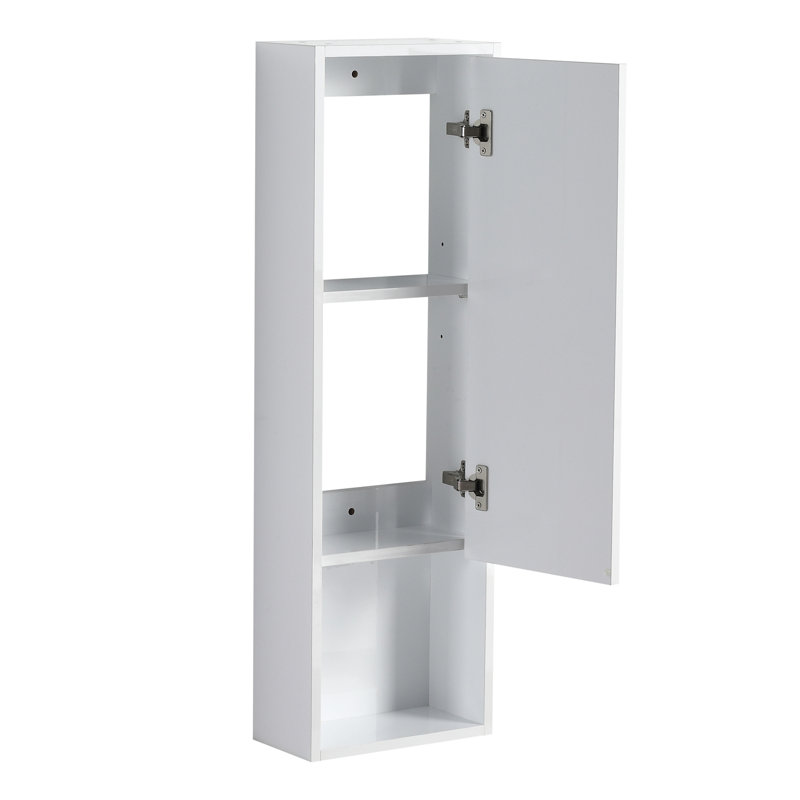 Armoire murale de salle de bain moderne de 12 pouces, portes à fermeture douce, blanc brillant, montage flottant, pour armoire de rangement avec fixation, organisée