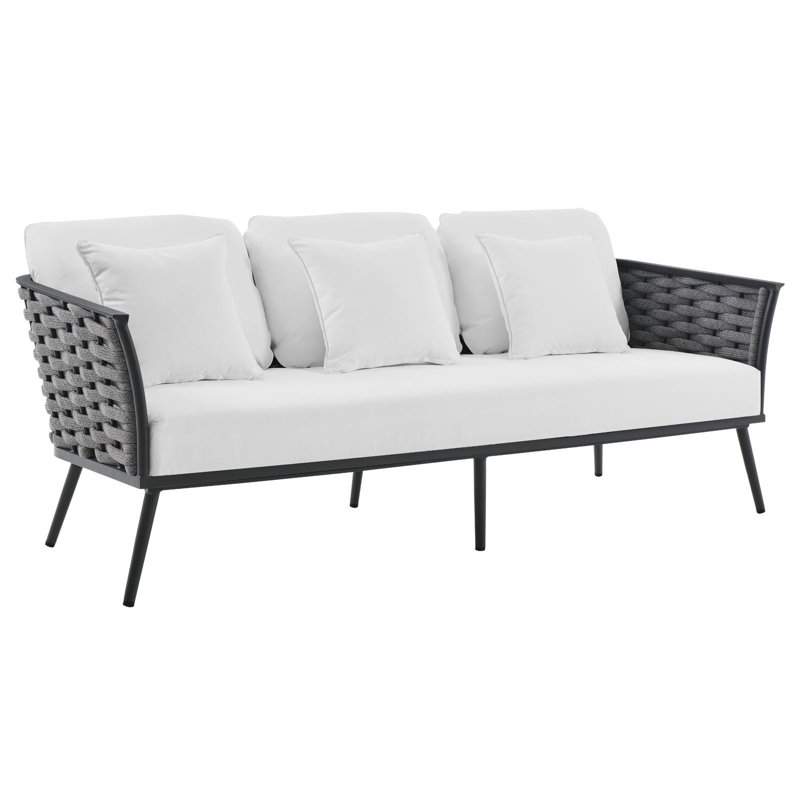 Modway Stance Outdoor Patio Aluminum Sofa, White, Gray