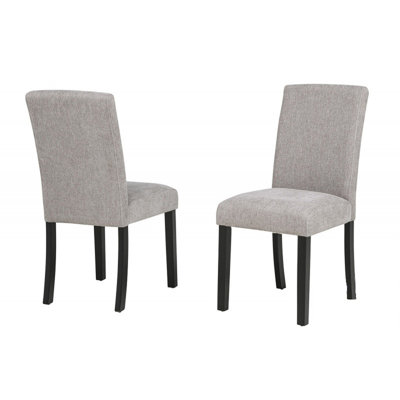 Ensemble de chaises de salle à manger rembourrées en tissu gris avec 2 pieds en bois noirs