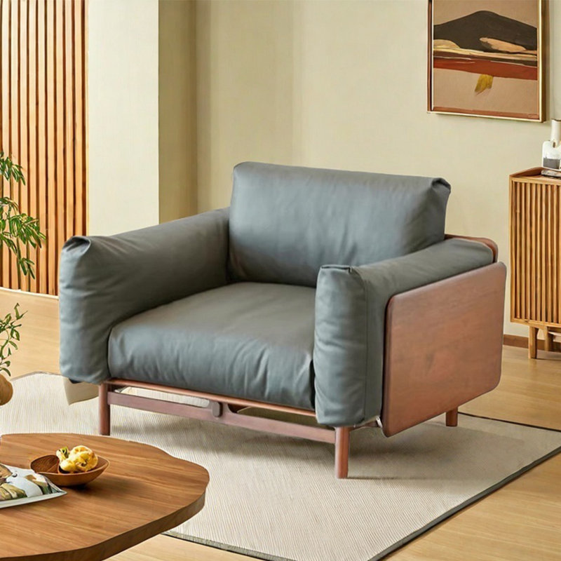 Modern light luxury solid wood straight row sofa, Olive