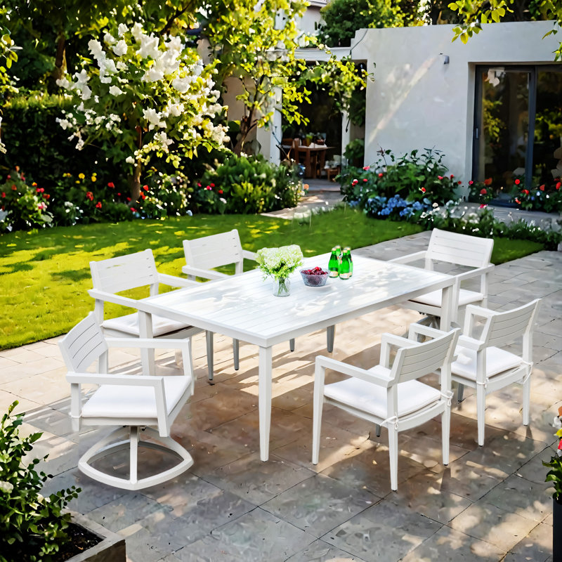 Mobilier de patio 7 pièces en aluminium