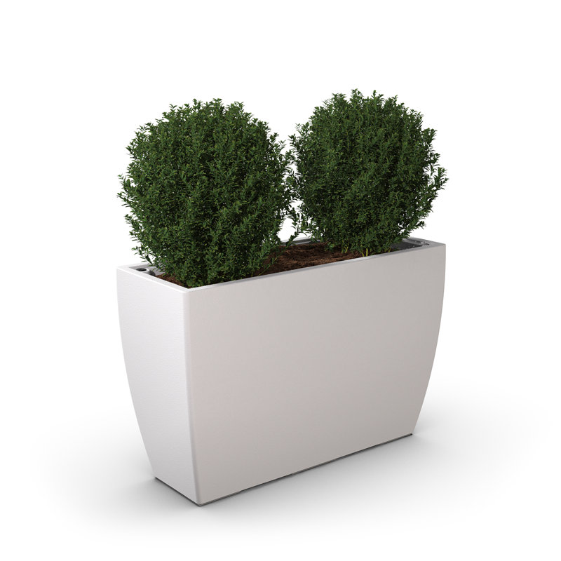 Grand pot de fleurs rectangulaire à arrosage automatique 36 pouces Mayne Kobi, Blanc