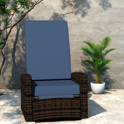 Swivel Reclining Patio Lounge Chairs, Pe Rattan Steel, Modern Patio
