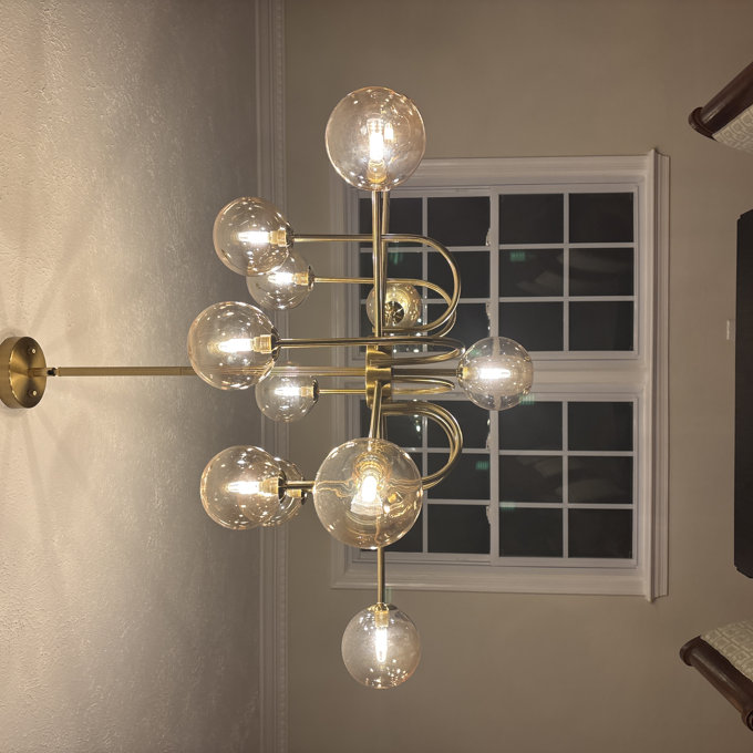 Rael 13 - Light Sputnik Modern Linear Glass Bubble Dining Chandelier Joss & Main Finish: BLACK/SMOKY - View #6