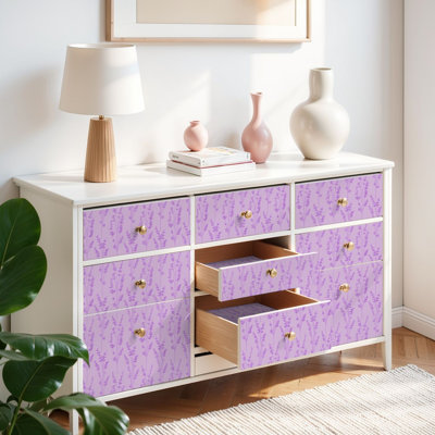 Peel and Stick Wallpaper Contact Paper Scandinavian Lavender Floral Seamless Grid Self Adhesive and Removable 17.7in x 118in(45x300cm)