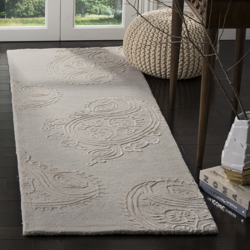 Tapis cachemire en laine et viscose Rudra, Tapis de couloir 2 pi 3 po x 7 pi