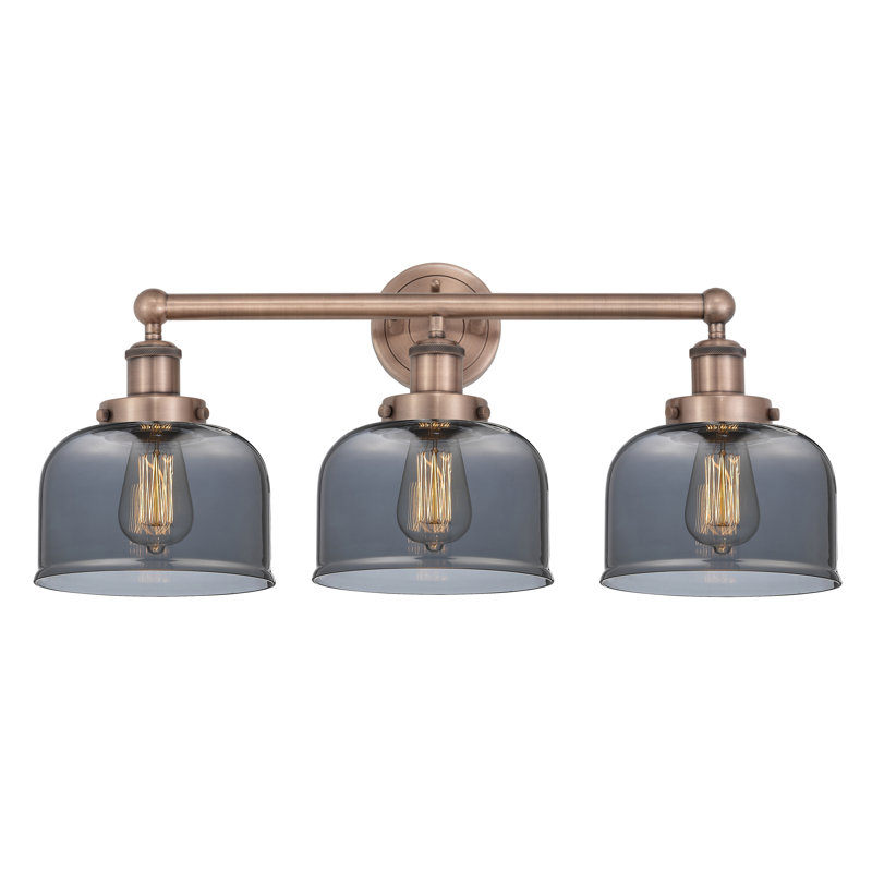 Éclairage pour meuble-lavabo à 3 lumières à intensité variable Raykwan, Cuivre antique, Plaqué couleur fumée