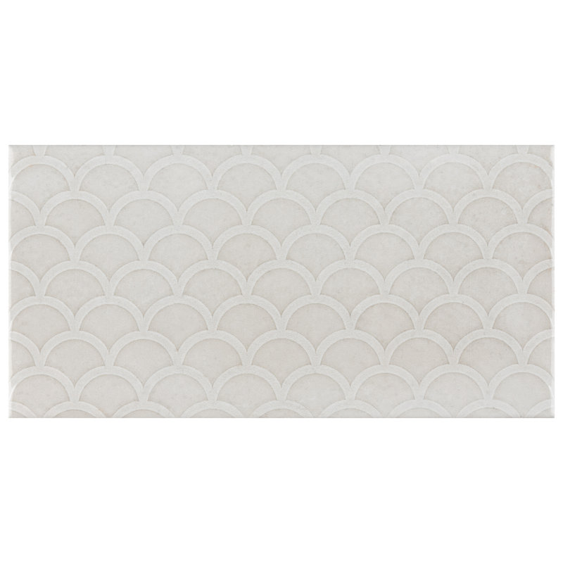 Camden 8" x 4" Ceramic Patterned Subway Tile, Antique Bianco