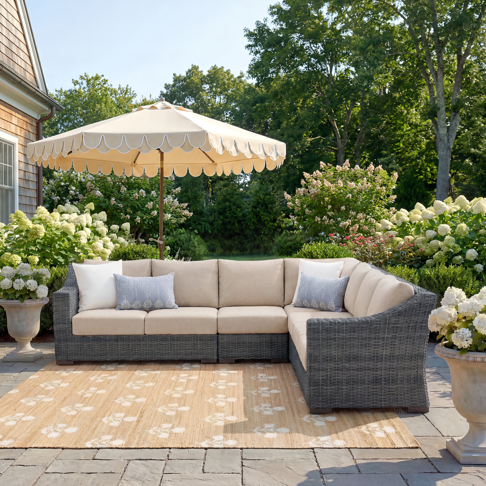 Eloisa 7-Person Patio Seating Group, Tan