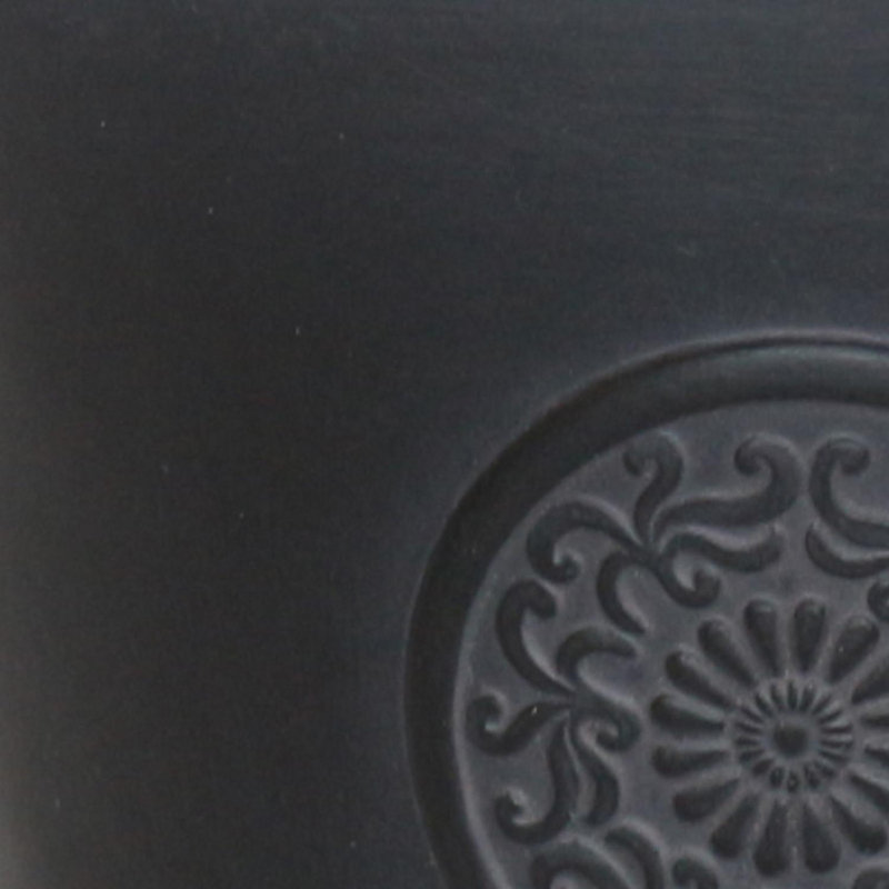 Rustic Style Rolled Rim Wide Vase Planter, Black, 32cm H x 37cm W x 37cm D