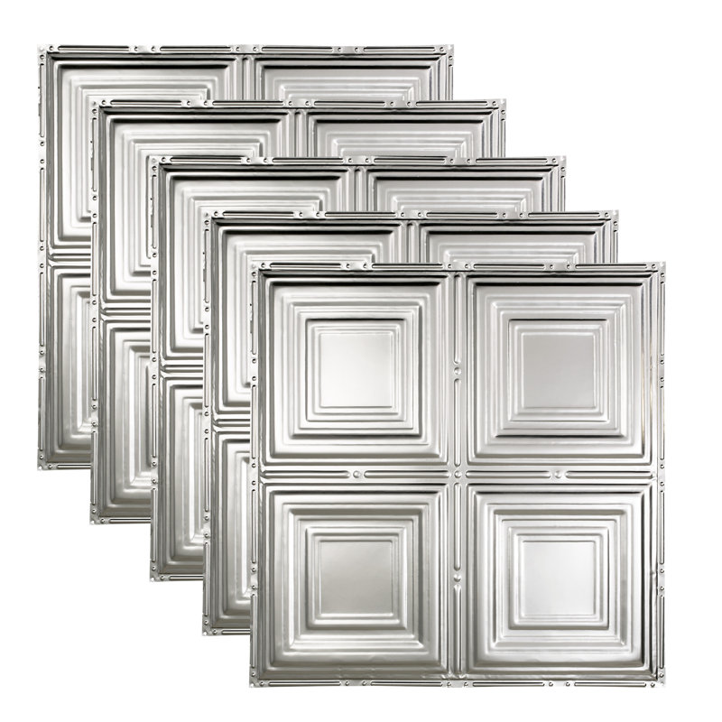 Carreau de plafond clouté Great Lakes Tin Syracuse 2 pi x 2 pi (paquet de 5), Couche transparente