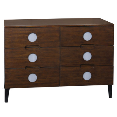 Charis - Commode principale à six tiroirs - Bois d'acacia - Noyer foncé