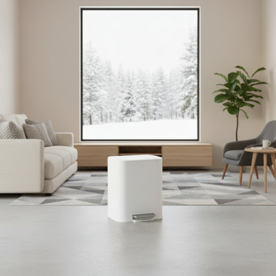Poubelle de cuisine blanche en acier inoxydable rectangulaire de 5,3 gallons, avec pédale à fermeture en douceur, poubelle intérieure amovible, adaptée à de multiples cas de figure.