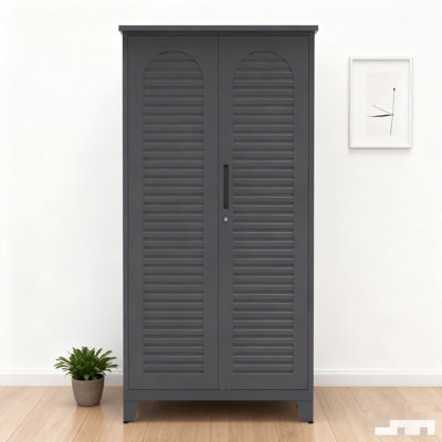 Armoire de rangement pour outils en métal de 73 po de hauteur, avec amplement d'espace de rangement pour le garage, l'entrepôt, le jardin, le bureau, le salon, la salle de bain et la buanderie (ardoise)