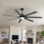72 "grands ventilateurs de plafond noirs modernes avec lumières et télécommande, intensité variable 3CCT DEL, 6 vitesses silencieuses